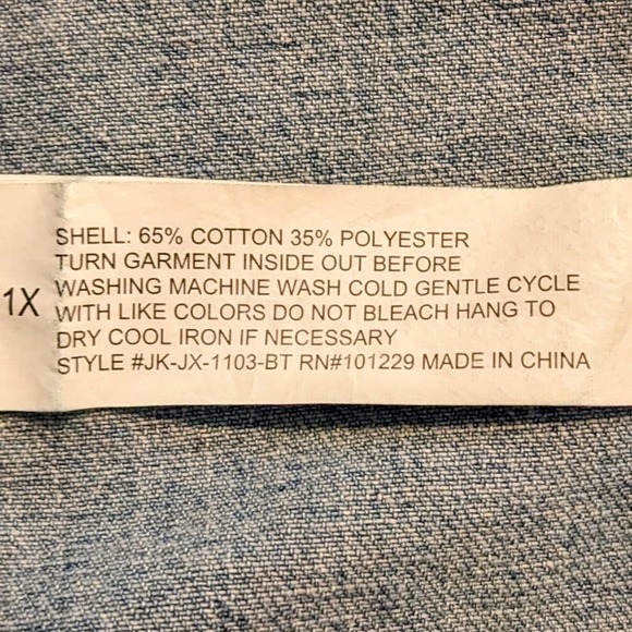 Ashley-Vintage Charm Very Distressed Blue Denim Jean Jacket Women's Size 1X NEW - Picture 8 of 9